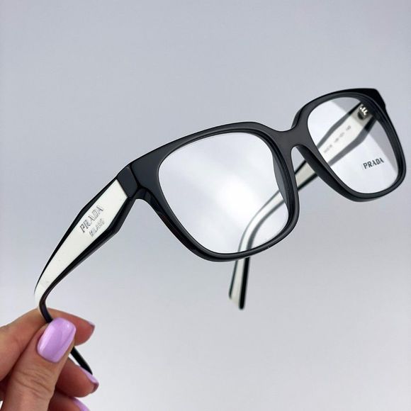 Prada PR17ZV 1AB1O1 Eyeglasses Black  Square Women - Picture 1 of 12